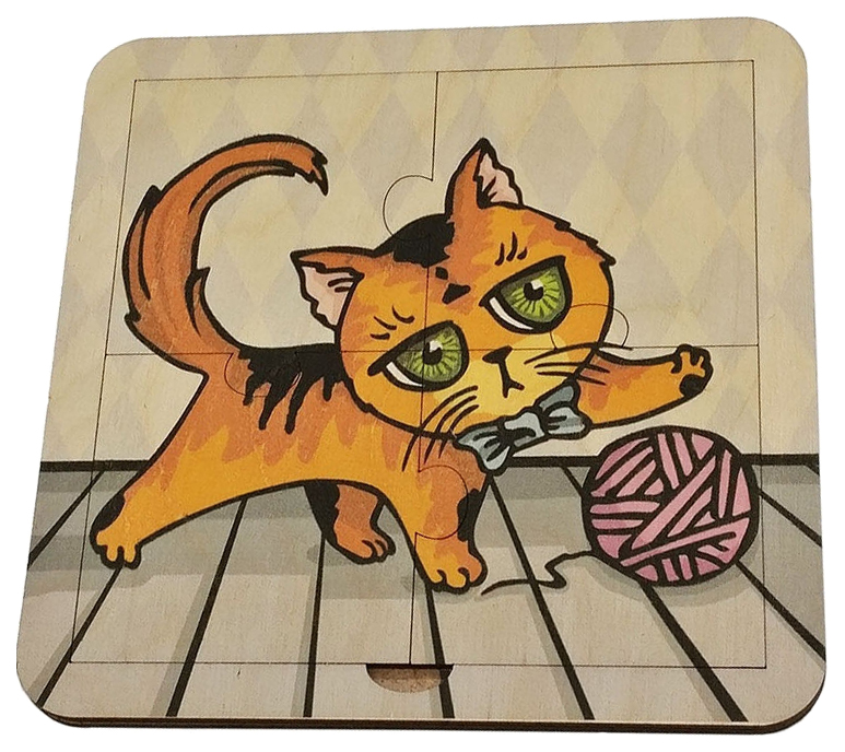 фото Деревянный пазл "котенок", 4 элемента tau toy