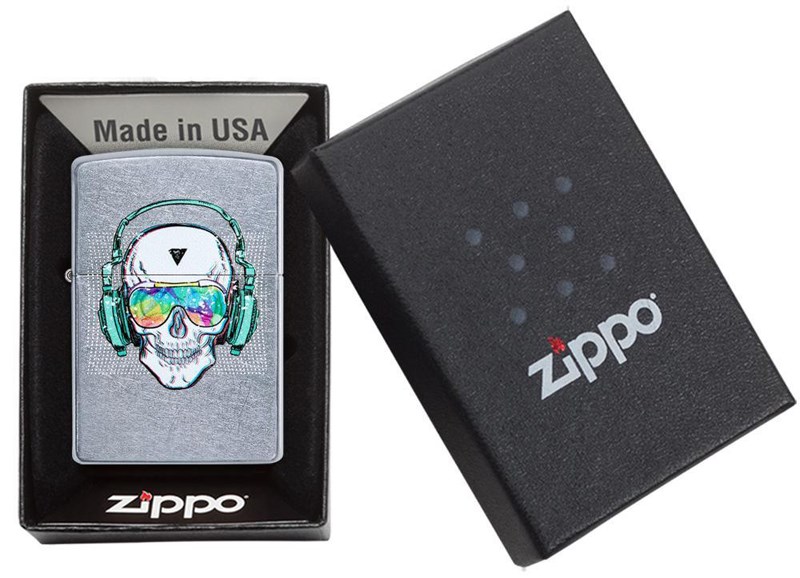 

Бензиновая зажигалка Zippo Skull Headphone Street Chrome, Skull Headphone