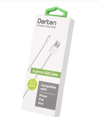 фото Кабель dorten lightning to usb cable 0,3 м white