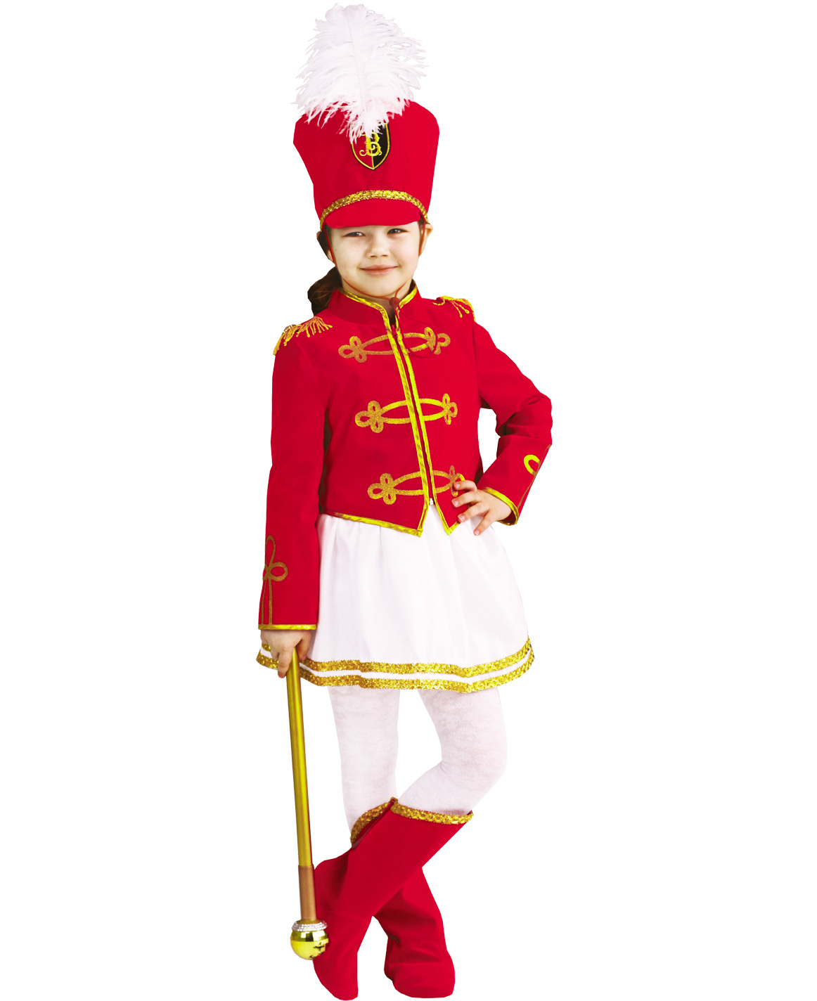 Карнавальный костюм Батик Мажоретка, цв. белый; красный р.110