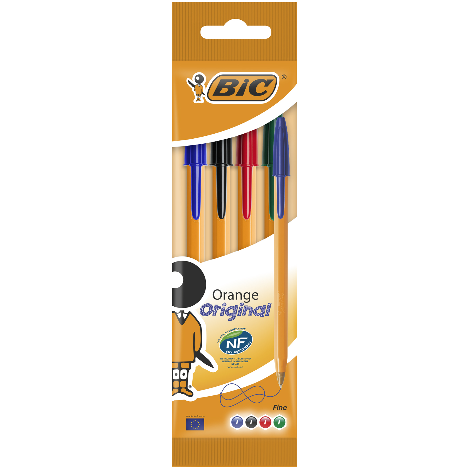 Набор ручек шариковых BIC Orange Fine 8308541, оранжевые, 0,8 мм, 4 шт.