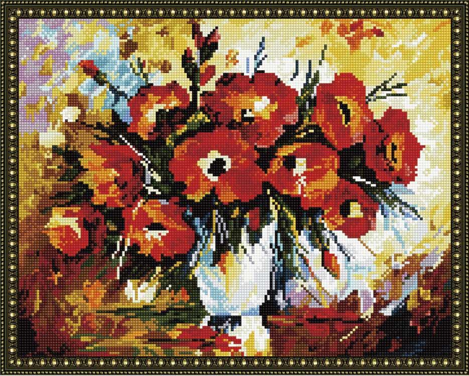 

Алмазная вышивка ВанГогВоМне Маки в вазе, 40x50 см, Маки в вазе