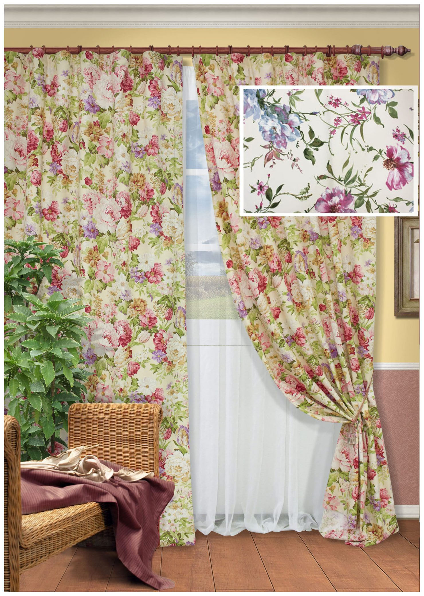 

Штора классическая; тюль Kauffort 120034736 136x270; 450x270 см розовая, Margotta-M