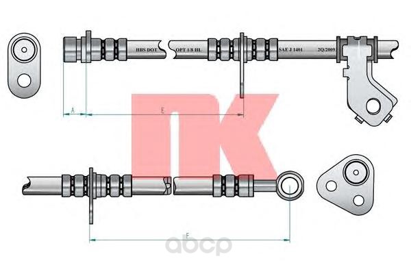 фото Шланг тормозной системы nk 852633 передний левый