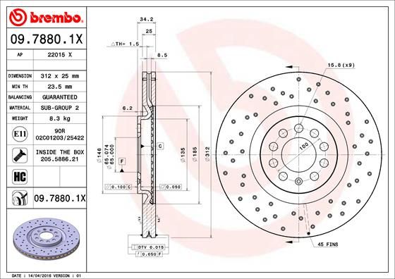 фото Тормозной диск brembo 09.7880.1x