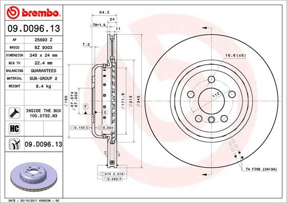 

Тормозной диск brembo 09.D096.13