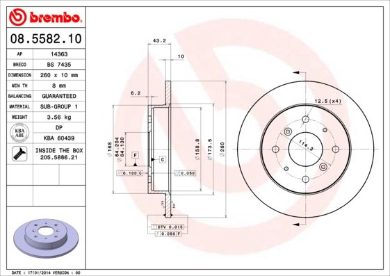 фото Тормозной диск brembo 08.5582.10