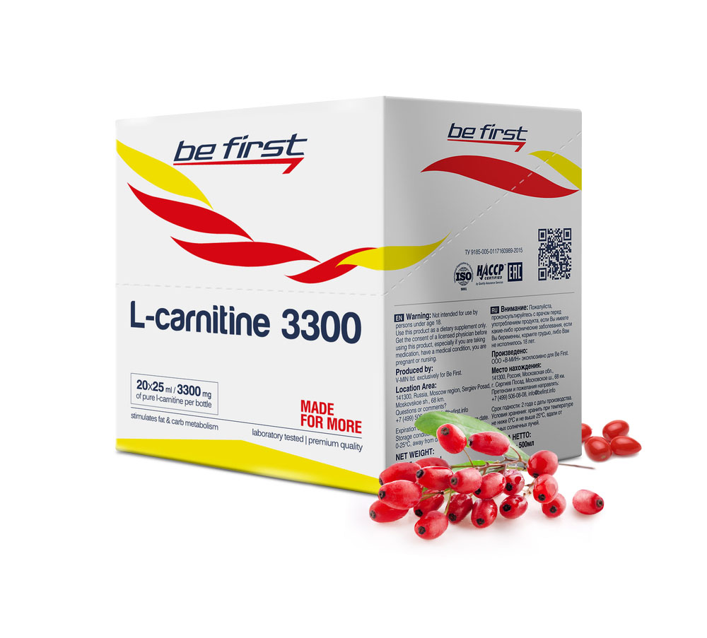 Be First L-Carnitine 3300, 20 ампул по 25 мл, Barberry