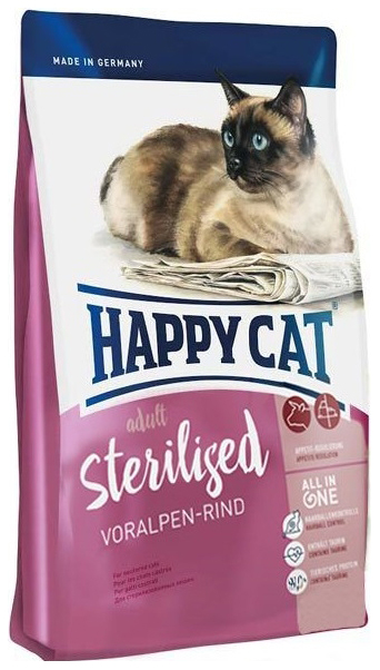 фото Сухой корм для кошек happy cat sterilised, для стерилизованных, говядина, 4кг