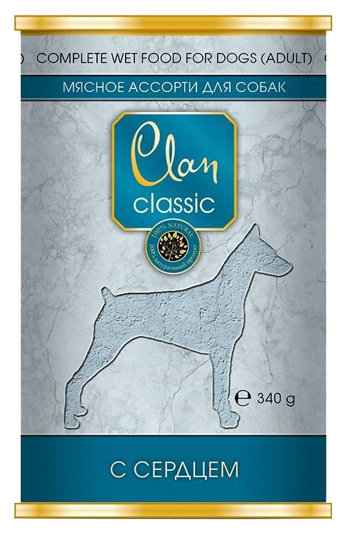 фото Консервы для собак clan classic мясное ассорти, сердце, 12шт, 340г