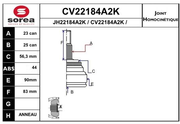 Шрус EAI CV22184A2K