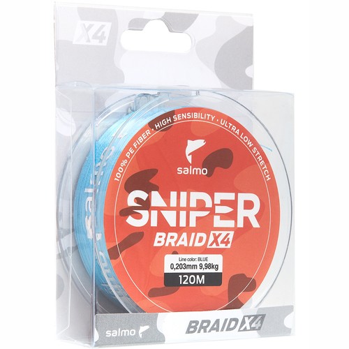 фото Леска плетеная salmo sniper braid 0,2 мм, 120 м, 9,98 кг