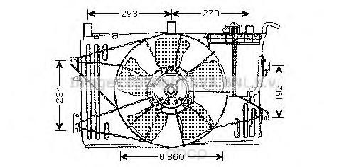 Вентилятор охлаждения двигателя Toyota Corolla 02-07 Ava TO7508