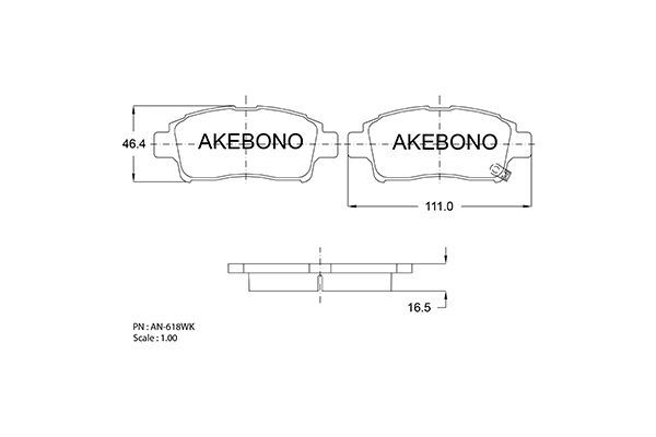 фото Комплект тормозных дисковых колодок akebono an-618wk