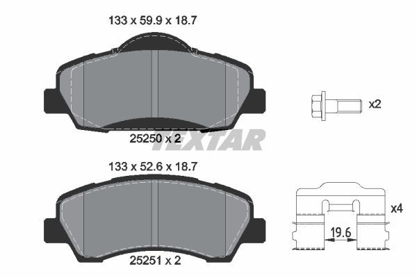 фото Комплект тормозных дисковых колодок textar 2525001