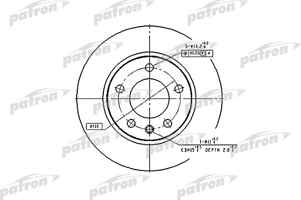 фото Тормозной диск patron pbd1614