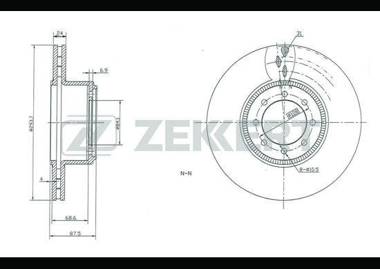 фото Тормозной диск zekkert bs-5446