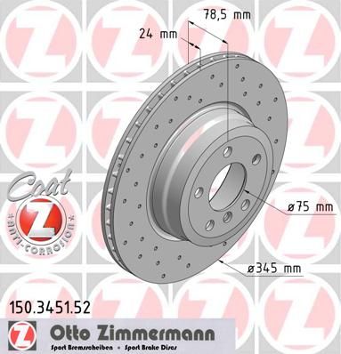 фото Тормозной диск zimmermann 150.3451.52