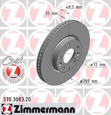 фото Тормозной диск zimmermann 370.3083.20