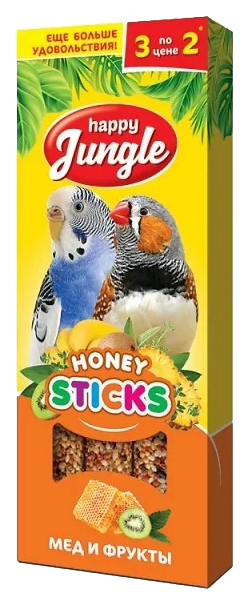 Лакомство для попугаев Happy Jungle Мед и фрукты, 50 г