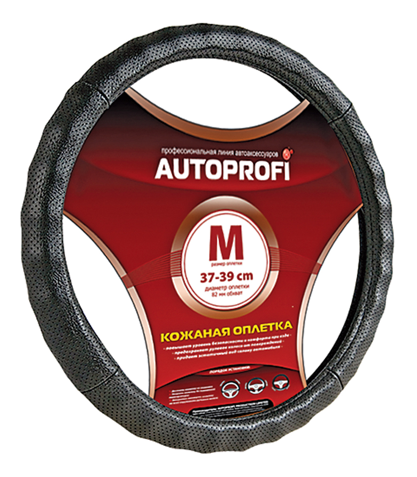 фото Оплетка на руль autoprofi ap-396 bk (m)