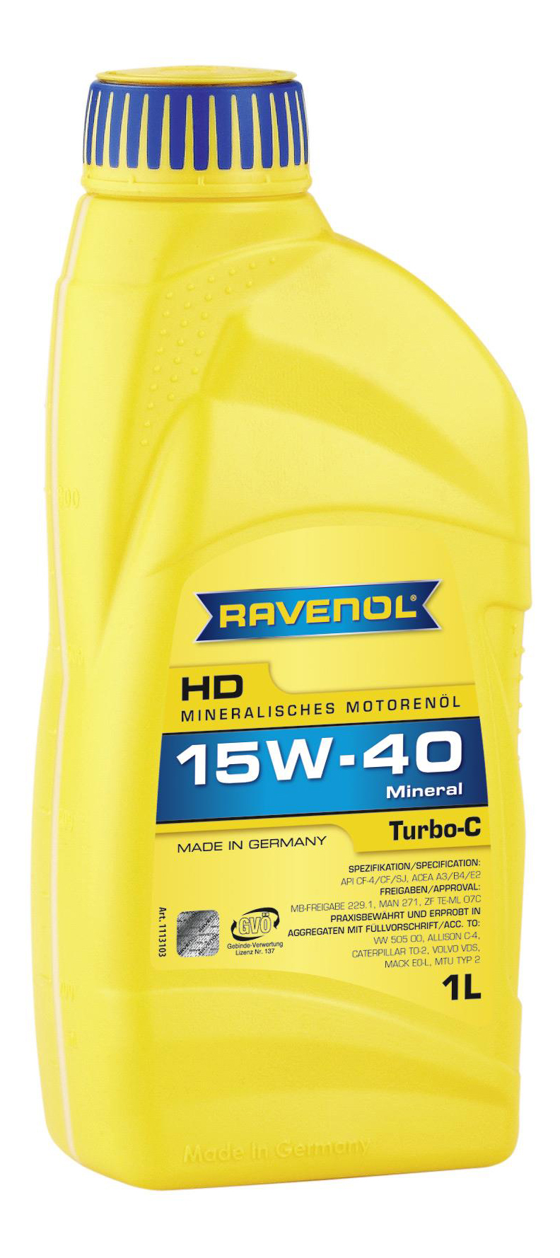 Моторное масло Ravenol Turbo-C HD-C NeW 15W40 1 л