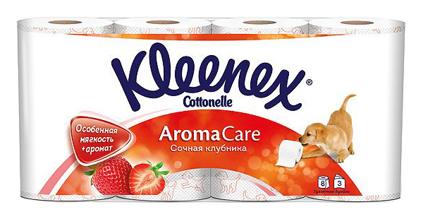 фото Туалетная бумага kleenex cottonelle aroma care клубника 8 шт.