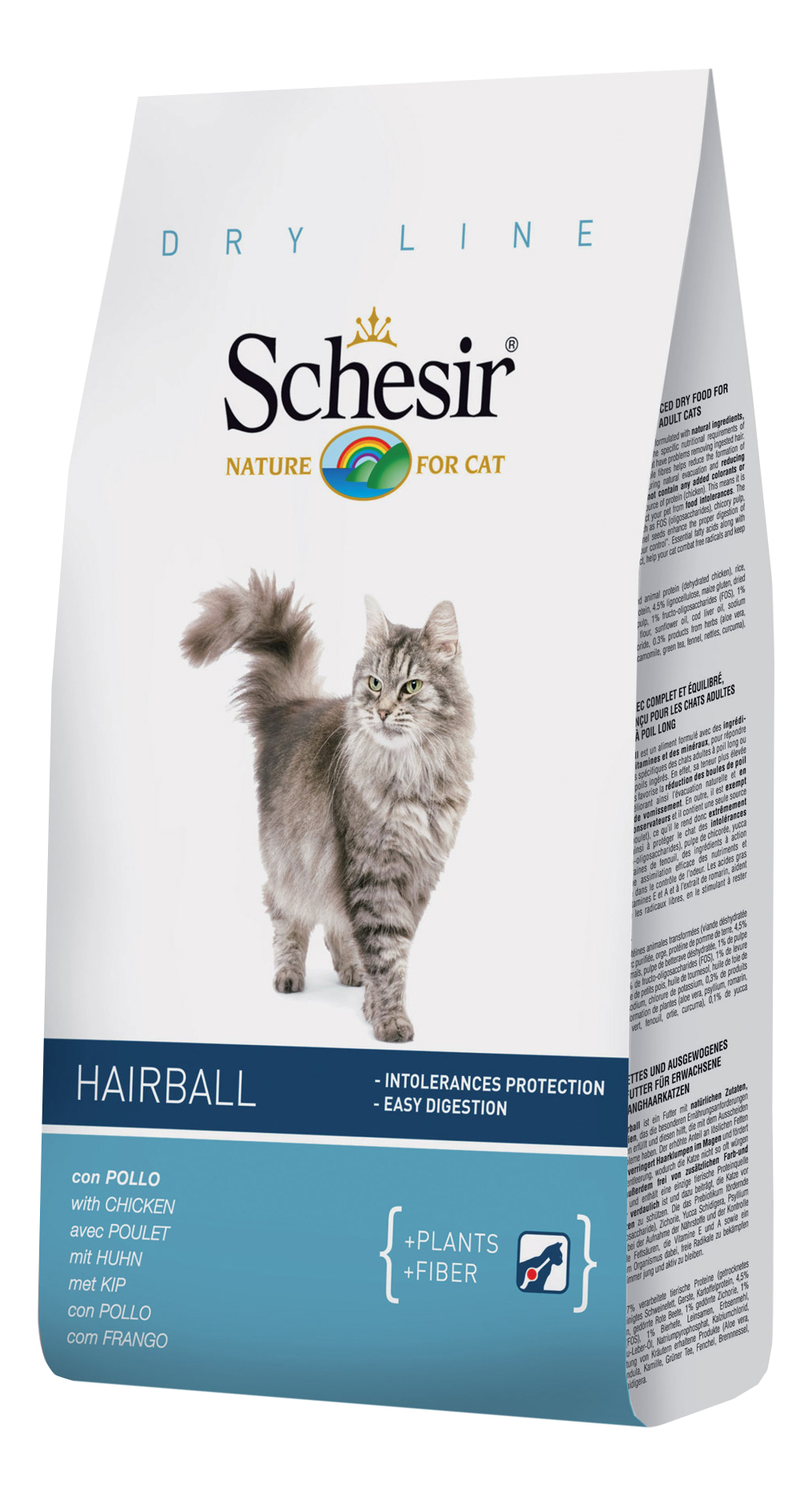 фото Сухой корм для кошек schesir hairball, для длинношерстных, курица, 0,4кг