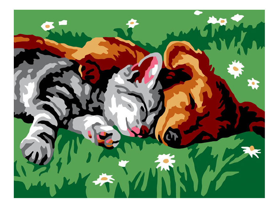 

Раскраска по номерам Белоснежка Котенок и щенок, Котенок и щенок