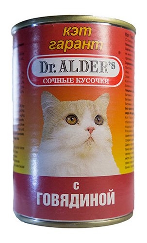 Консервы для кошек Dr. Alder's Cat Garant, с говядиной в соусе, 415г