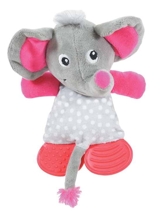 фото Мягкая игрушка для собак zolux слоник с резиновыми вставками, розовый, серый, 16,5 см