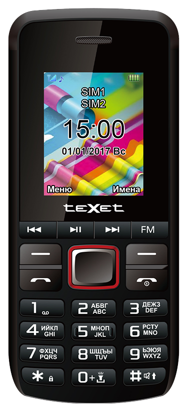 фото Мобильный телефон texet tm-203 black/red