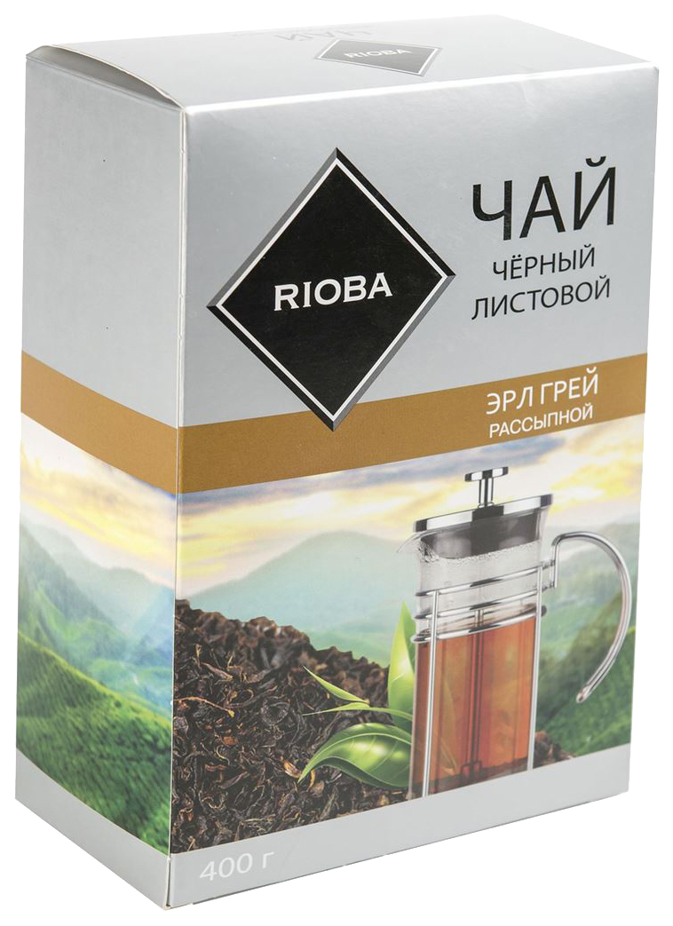 Чай черный Rioba эрл грей листовой с добавками рассыпной крупный 400 г