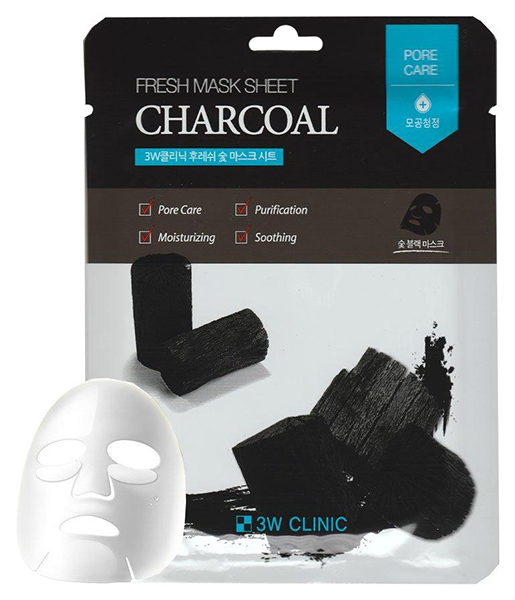 фото Маска для лица 3w clinic fresh charcoal mask sheet 23 мл