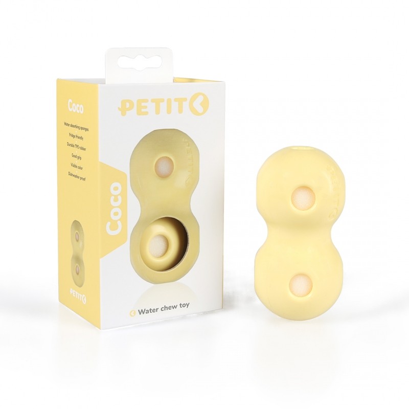 Жевательная игрушка для щенков PETIT Water chew toy Coco, резиновая, желтая, 12 см