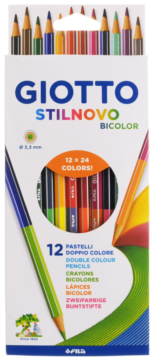 

Карандаши GIOTTO 256900 STILNOVO BICOLOR Двусторонние гексагональные 24 цв 12шт, Бежевый;голубой;желтый;зеленый;коричневый;красный;оранжевый;розовый;серебристый;серый;синий;фиолетовый;черный