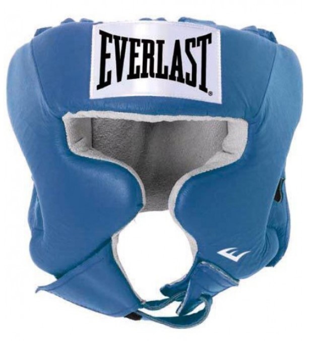 

Шлем боксерский Everlast USA Headgear with Cheek Protection, L-XL, нат. кожа, Синий