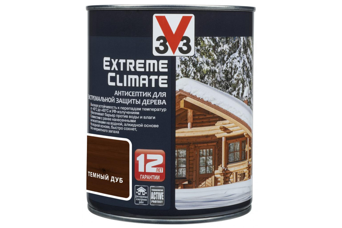 Антисептик для экстремальной защиты V33 Extreme Climate 09 л Цвет темный дуб 3188₽