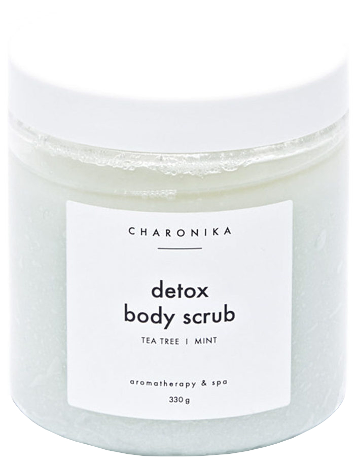 Скраб для тела Charonika Detox Body Scrub Tea Tree/Mint, 330 мл молочко для тела hempz herbal body помело и гималайская соль увлажняющее 500 мл