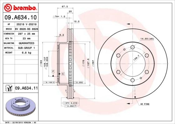 фото Тормозной диск brembo 09.a634.10