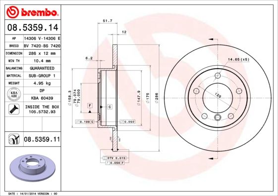 фото Тормозной диск brembo 08.5359.11