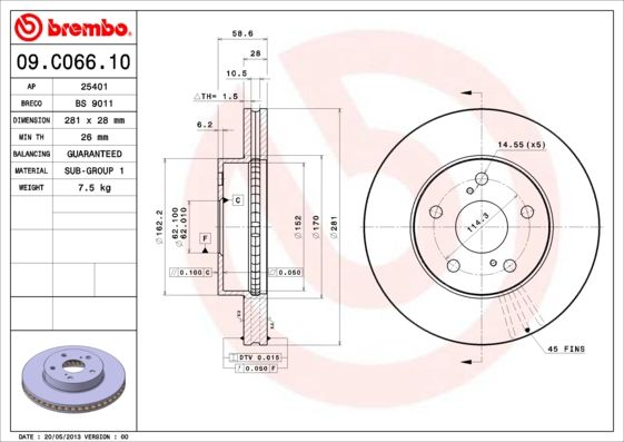 

Тормозной диск brembo 09.C066.10