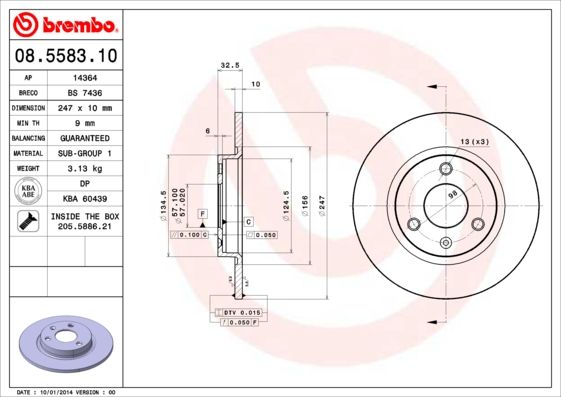 фото Тормозной диск brembo 08.5583.10