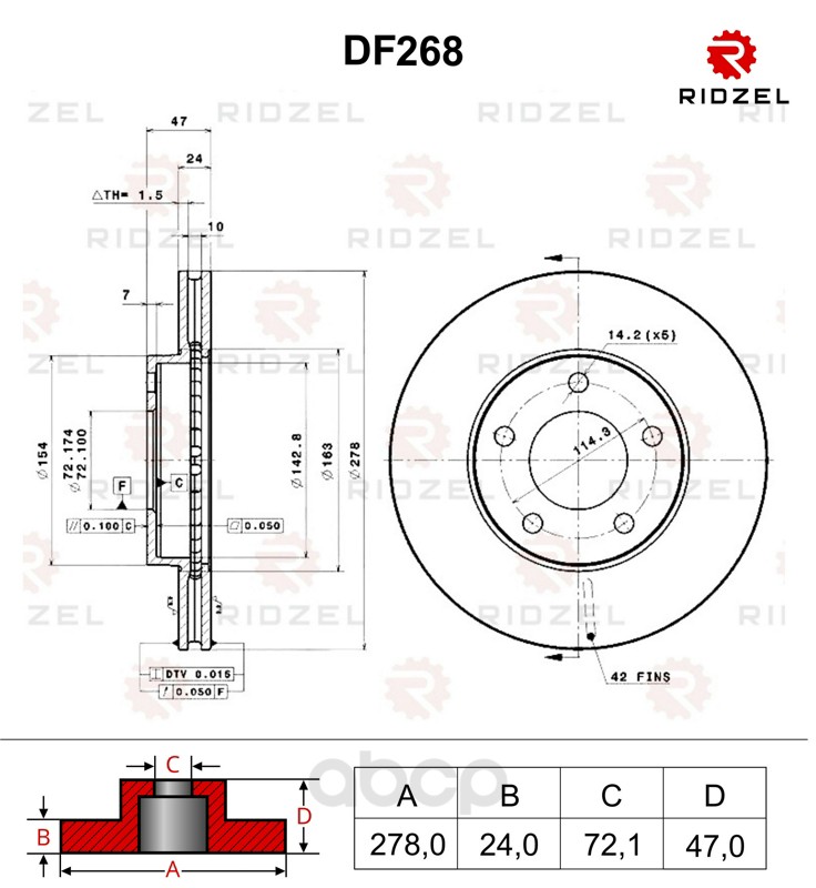 фото Тормозной диск ridzel df268 передний