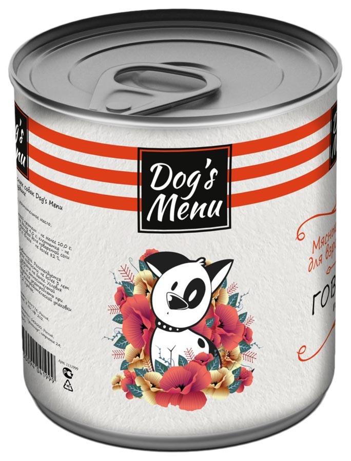 Консервы для собак Dog`s Menu, говяжий пудинг, 750 г