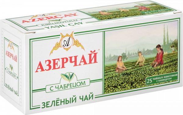Чай зеленый Азерчай с чабрецом 25 пакетиков