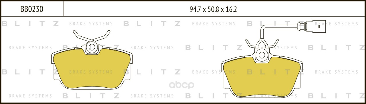 

Тормозные колодки BLITZ задние с датчиком BB0230