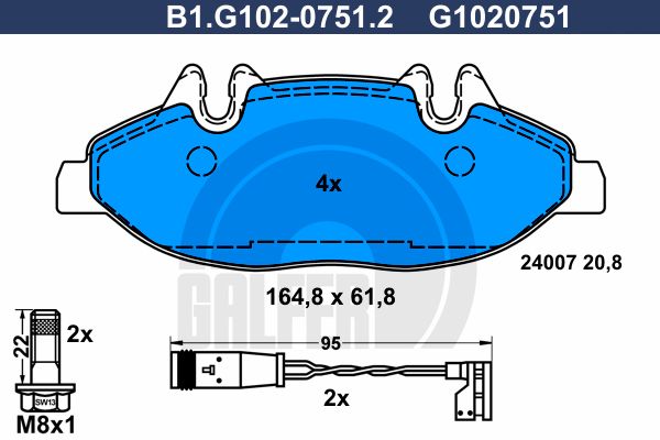 

Комплект тормозных дисковых колодок GALFER B1.G102-0751.2