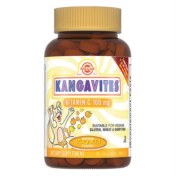 Кангавитес витамин C апельсин для детей, Solgar Кангавитес витамин С апельсин для детей таб.жев. 100 мг 90 шт.  - купить со скидкой