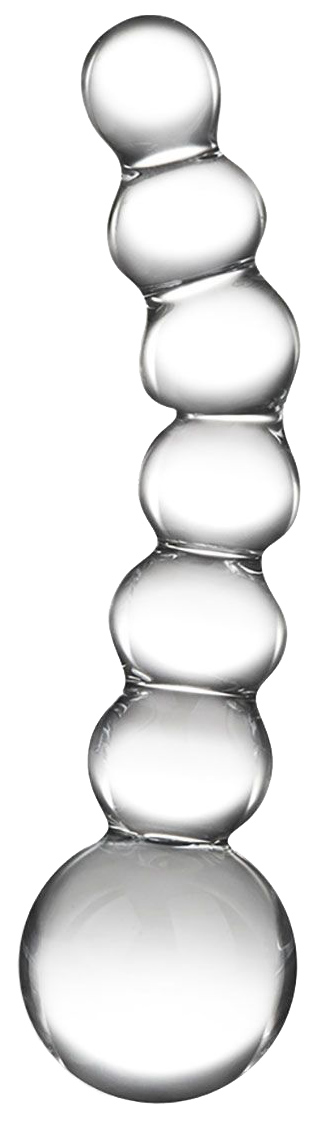 фото Изогнутный прозрачный фаллос glas beaded dildo